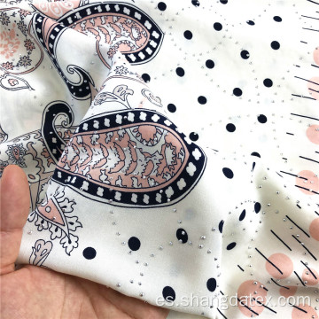 Bonito diseño de Paisley con piedra de plata viscosa impresa